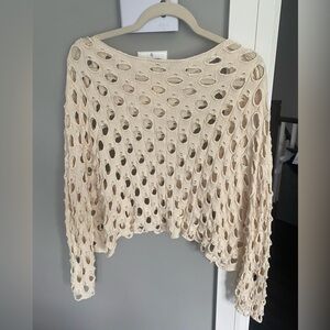 Zara Cream Cropped Sweater with Open Weave